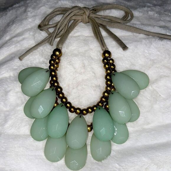 Anthropologie Jewelry - Anthropologie Acrylic and Wood Bead Double Row Tie Necklace